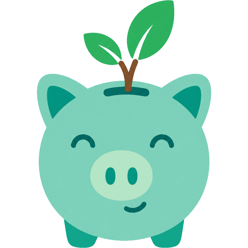 Twiggybank: a mint piggy bank with leafy sprouts